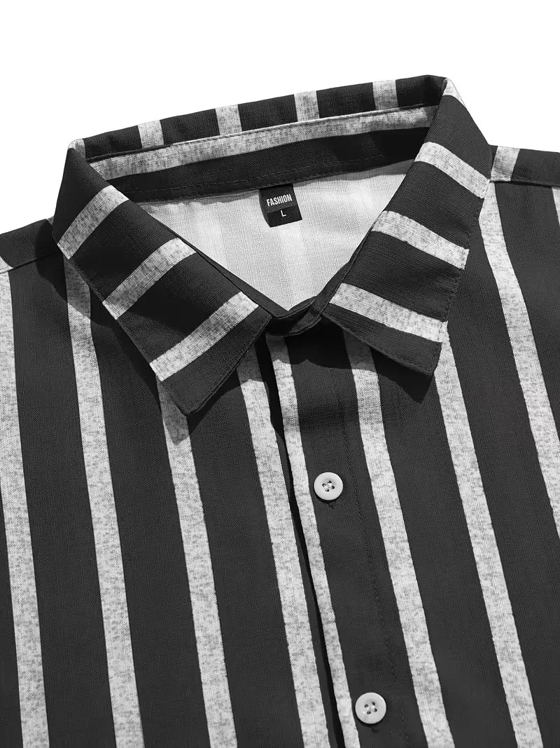 Short Sleeve Shirt with Vertical Stripes