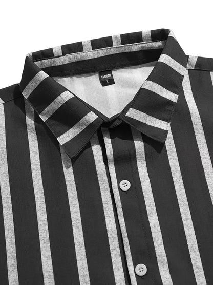 Short Sleeve Shirt with Vertical Stripes