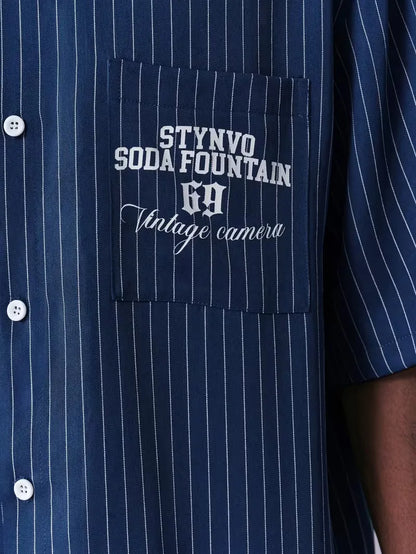 Short Sleeve Shirt with Vertical Stripes
