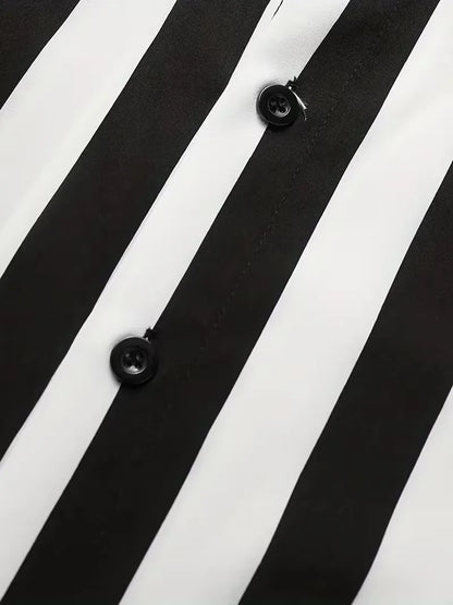 Short Sleeve Shirt with Vertical Stripes