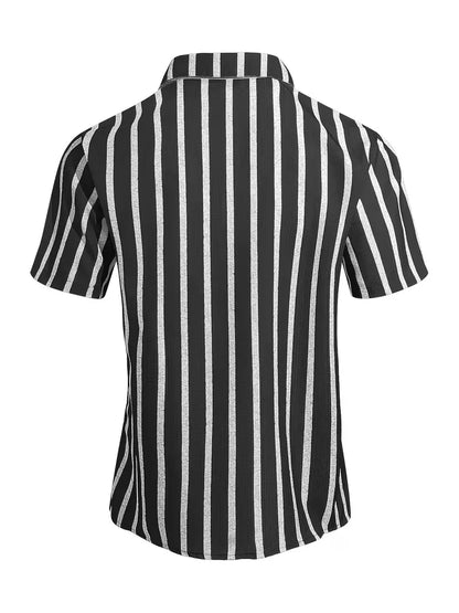 Short Sleeve Shirt with Vertical Stripes