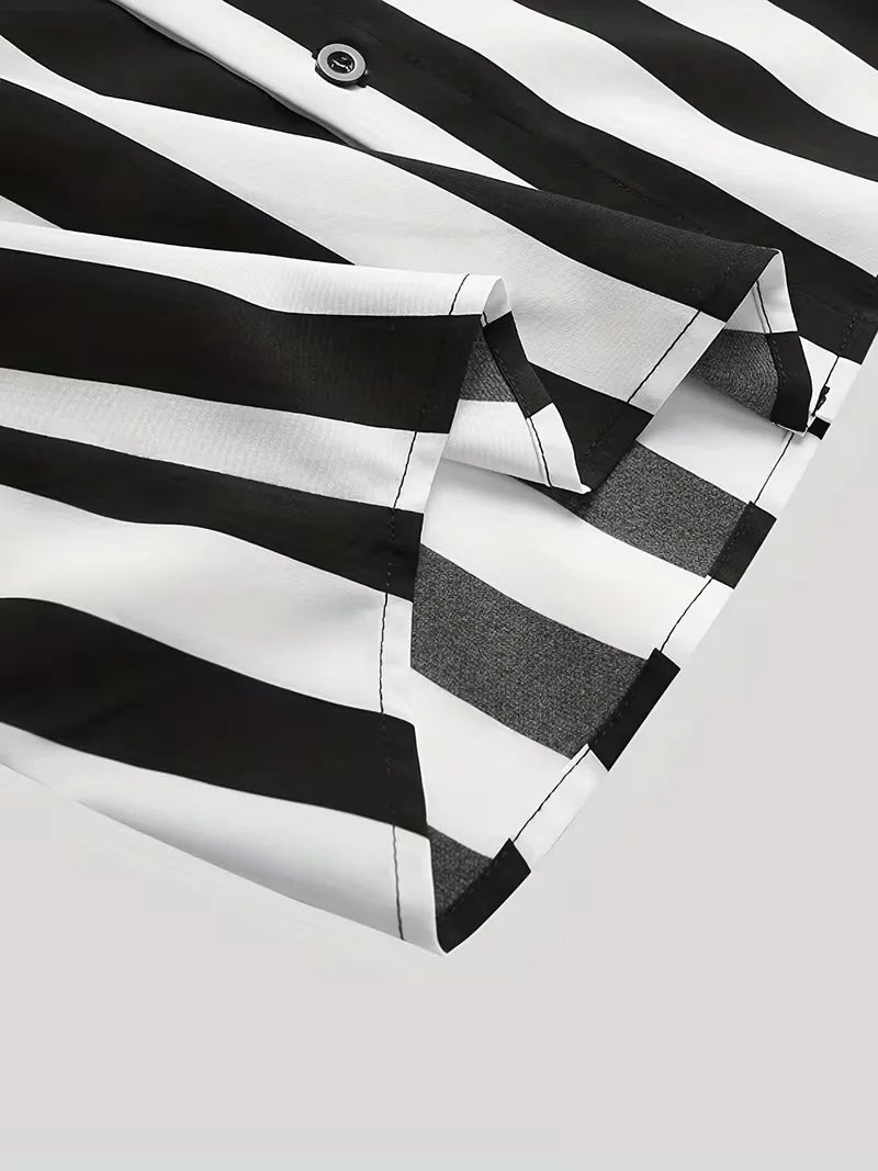 Short Sleeve Shirt with Vertical Stripes