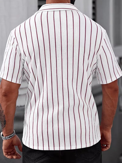 Short Sleeve Shirt with Vertical Stripes