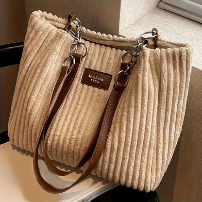 Shoulder Bag with Ribbed Texture