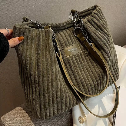 Shoulder Bag with Ribbed Texture