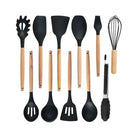 Non-Stick Silicone Cookware Set - Wooden Handles - Durable and Functional