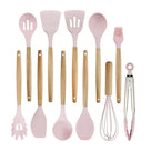 Non-Stick Silicone Cookware Set - Wooden Handles - Durable and Functional