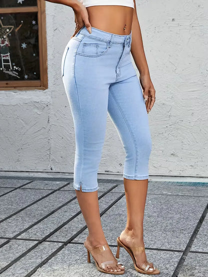 Skinny jeans with split hem