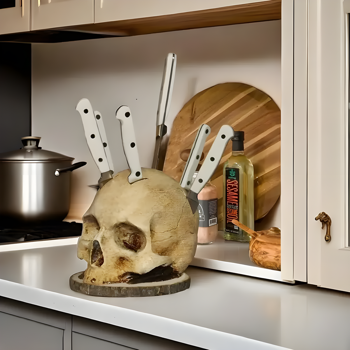 BladeSkull - Originale supporto per coltelli da cucina a forma di teschio