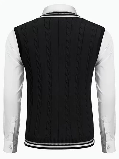 Sleeveless Knitted Waistcoat with V-Neck