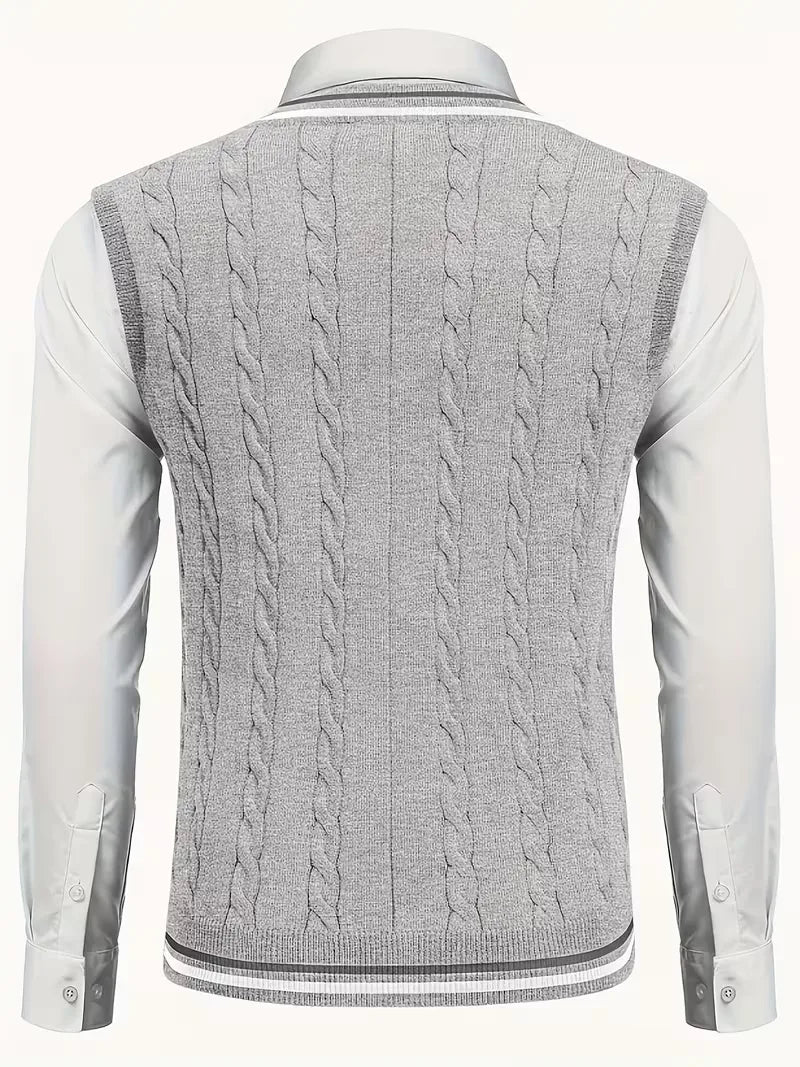 Sleeveless Knitted Waistcoat with V-Neck