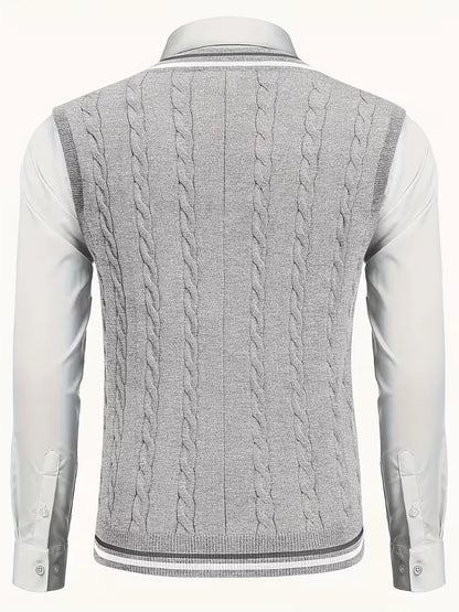 Sleeveless Knitted Waistcoat with V-Neck