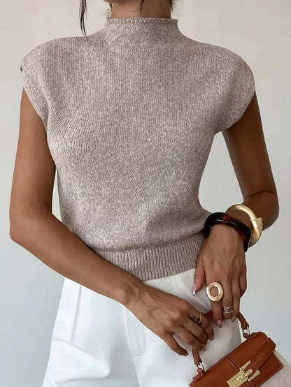 Sleeveless Vest with Mock Neck