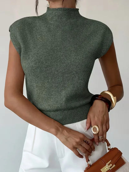 Sleeveless Vest with Mock Neck