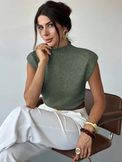 Sleeveless Vest with Mock Neck