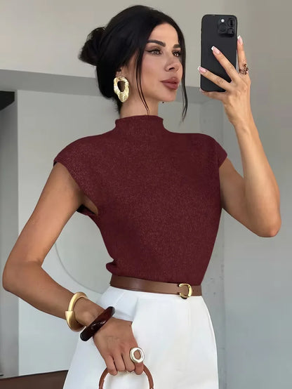 Sleeveless Vest with Mock Neck