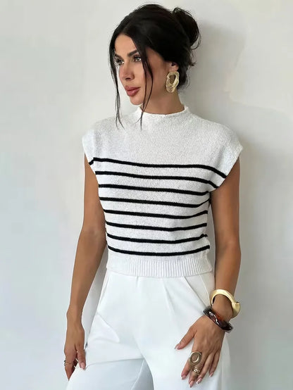 Sleeveless Vest with Mock Neck