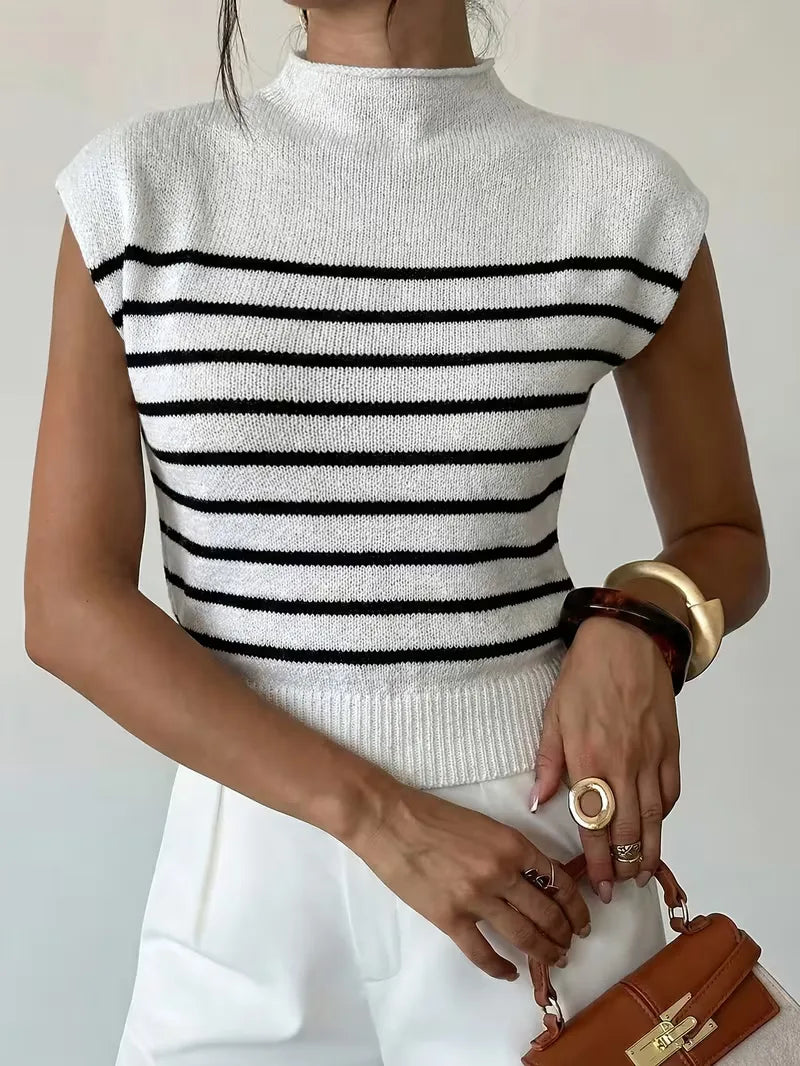 Sleeveless Vest with Mock Neck