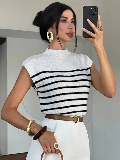 Sleeveless Vest with Mock Neck