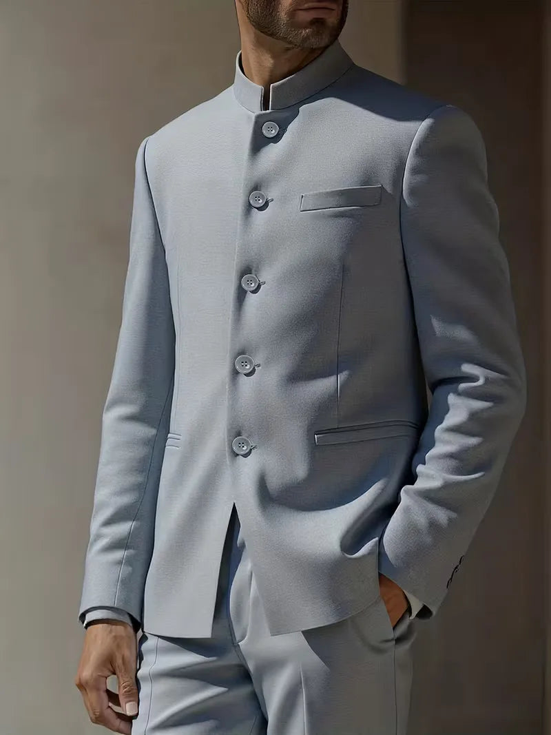 Slim Fit Blazer with Mandarin Collar