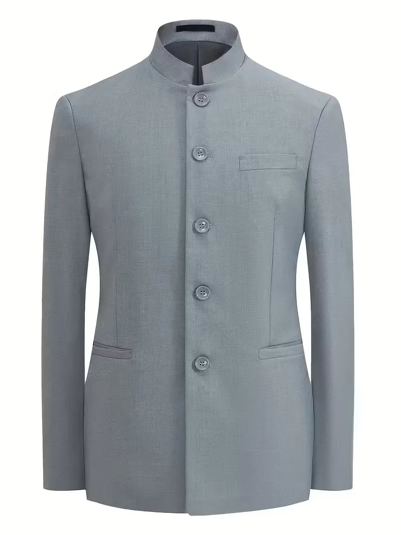 Slim Fit Blazer with Mandarin Collar