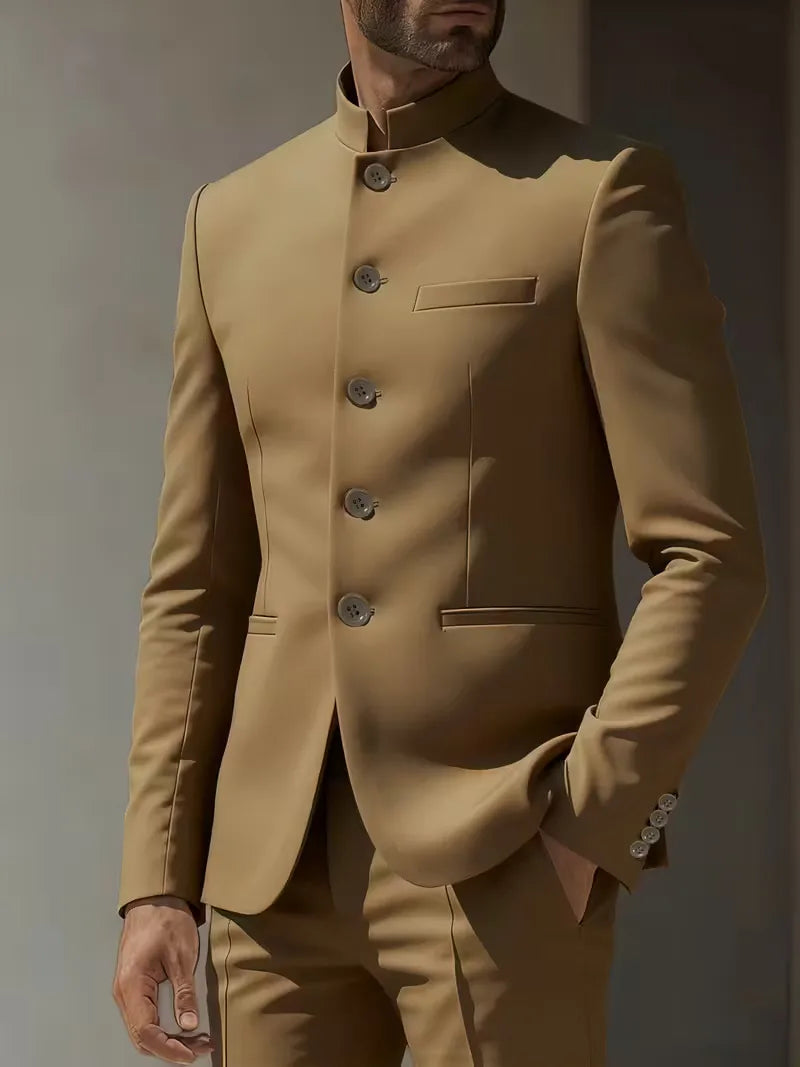 Slim Fit Blazer with Mandarin Collar