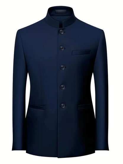 Slim Fit Blazer with Mandarin Collar