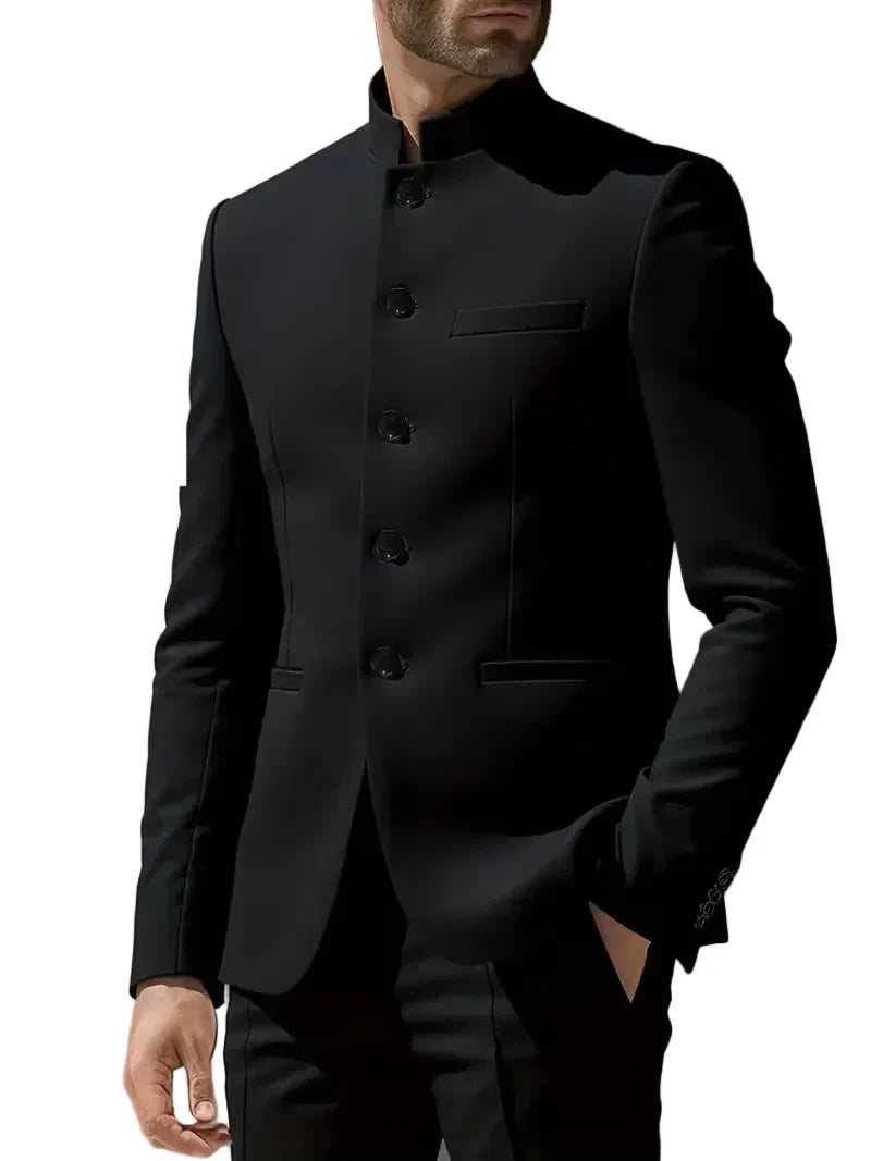 Slim Fit Blazer with Mandarin Collar