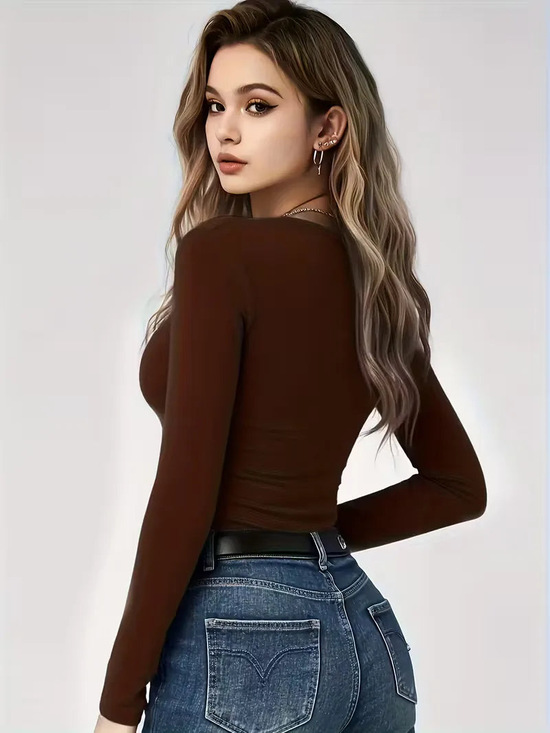 Slim fit T-shirt with long sleeves