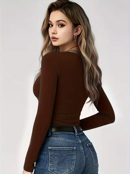 Slim fit T-shirt with long sleeves