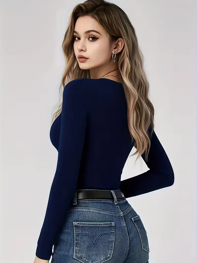 Slim fit T-shirt with long sleeves