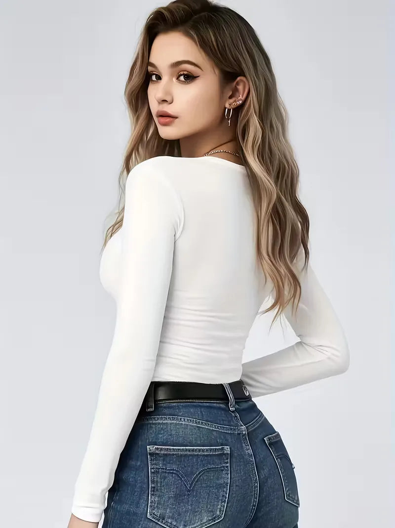 Slim fit T-shirt with long sleeves