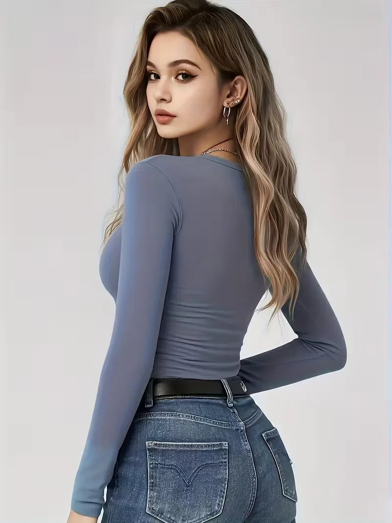 Slim fit T-shirt with long sleeves