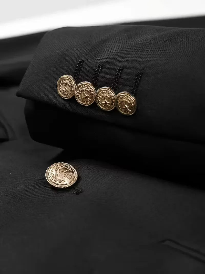 Slim fit blazer with gold buttons