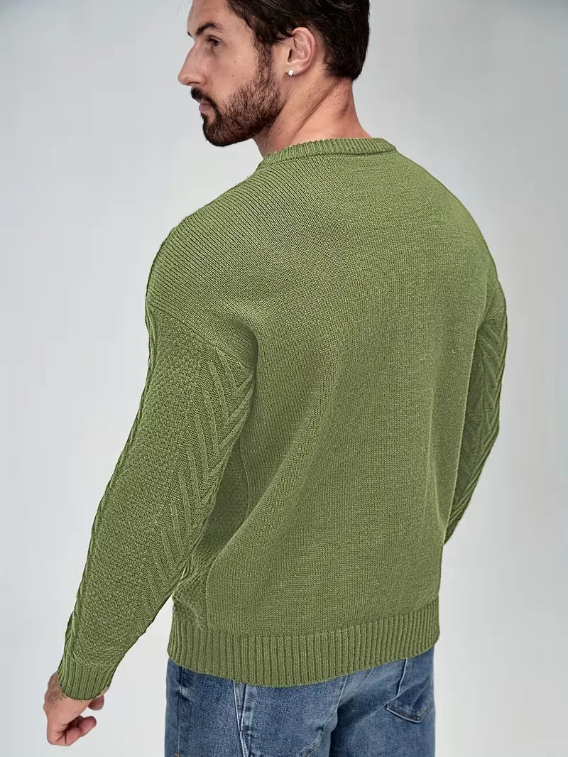 Slim fit crew neck jumper with cable pattern