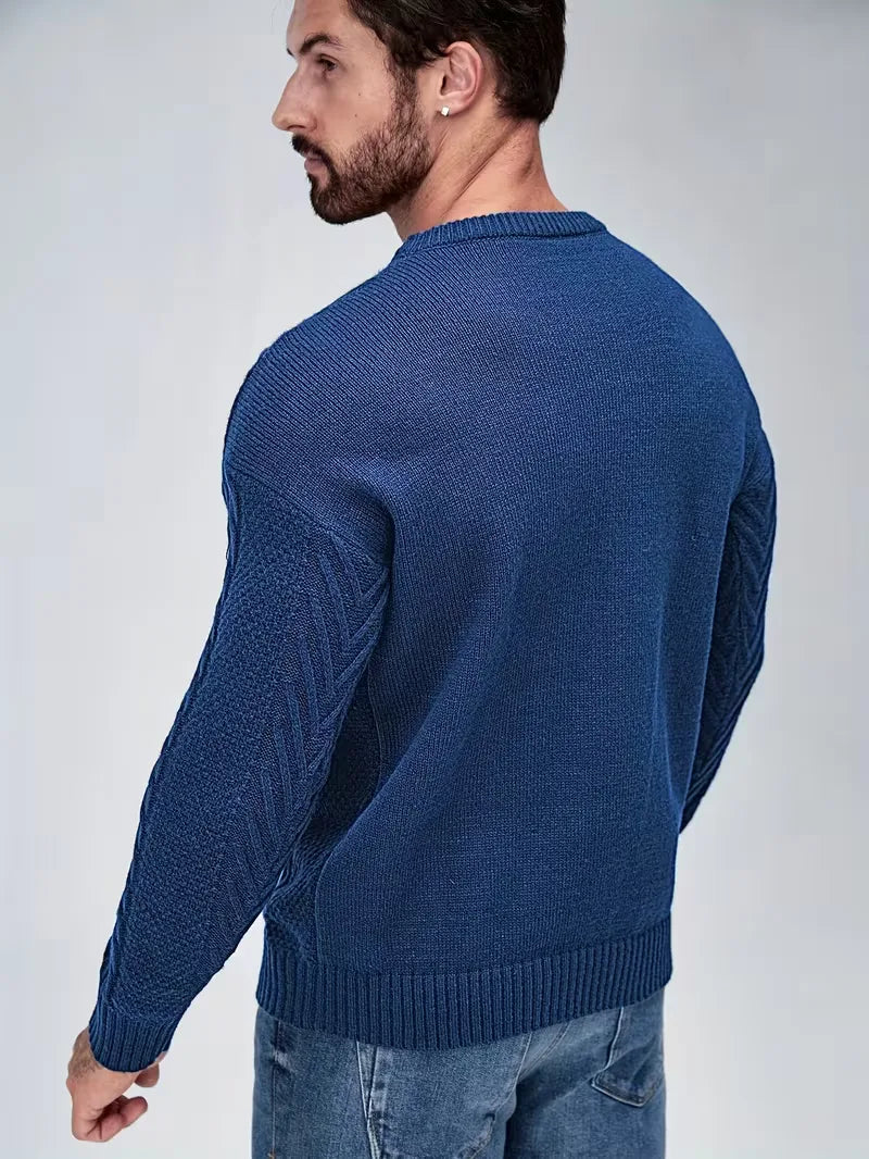 Slim fit crew neck jumper with cable pattern