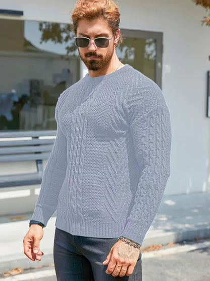 Pull ajusté à col rond avec motif torsadé