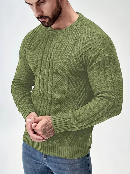 Pull ajusté à col rond avec motif torsadé