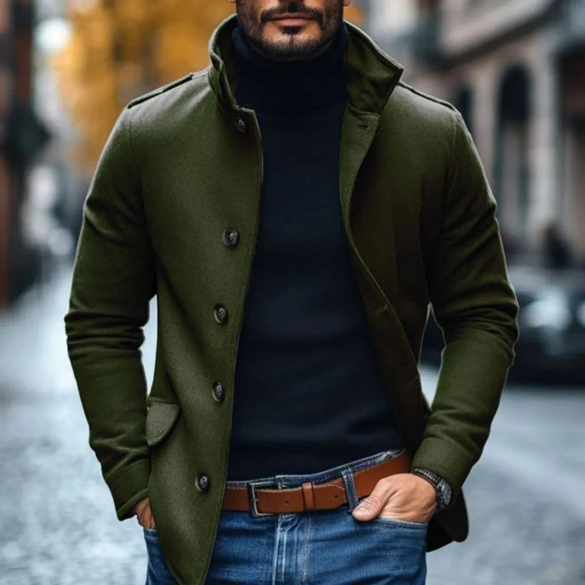 Tommy | Veste slim avec col montant et fermeture à boutons