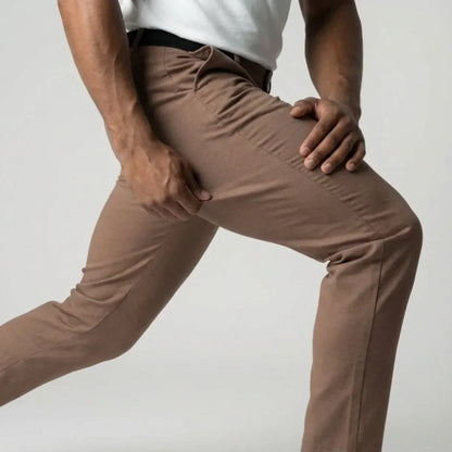 Pantalon slim marron clair extensible avec taille élastique