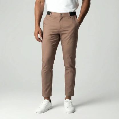 Pantalon slim marron clair extensible avec taille élastique