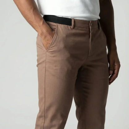 Pantalon slim marron clair extensible avec taille élastique