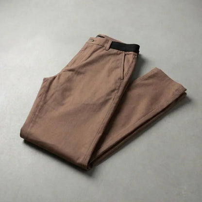 Pantalon slim marron clair extensible avec taille élastique