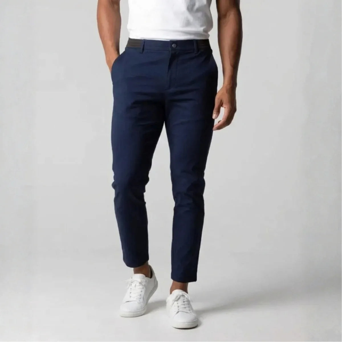 Pantalon chino slim stretch avec taille élastique