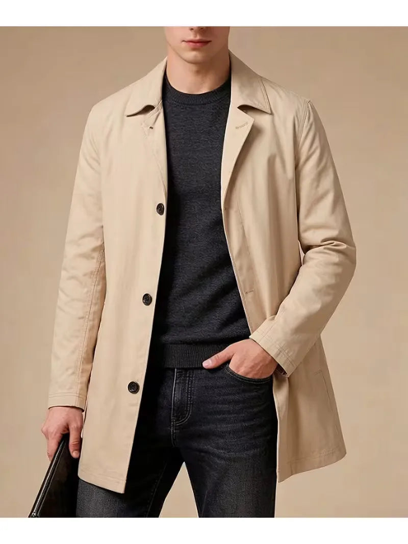 Slim fit trench coat with pocket detail