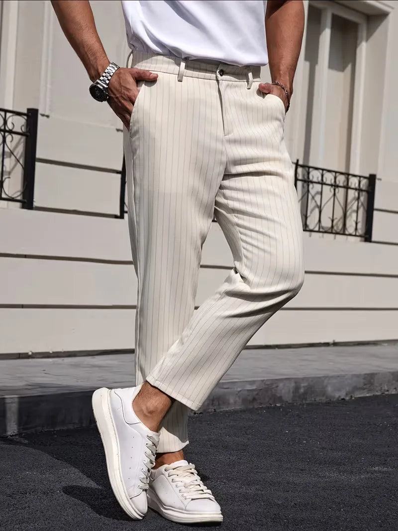 Slim fit trousers with pinstripe