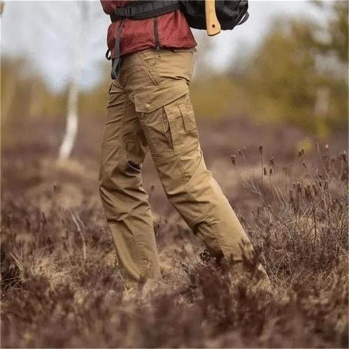 Slim fit work trousers with multiple pockets