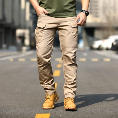 Slim fit work trousers with multiple pockets