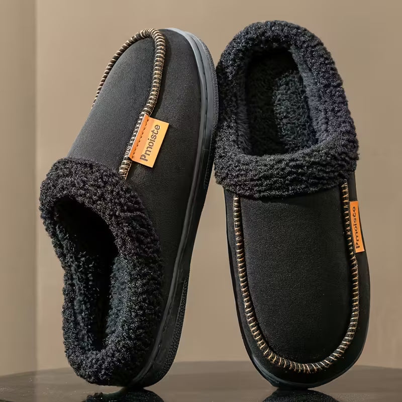 Chaussons à enfiler avec bordure en peluche pour plus de confort