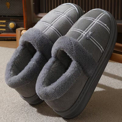 Chaussons à motif à carreaux avec doublure en peluche